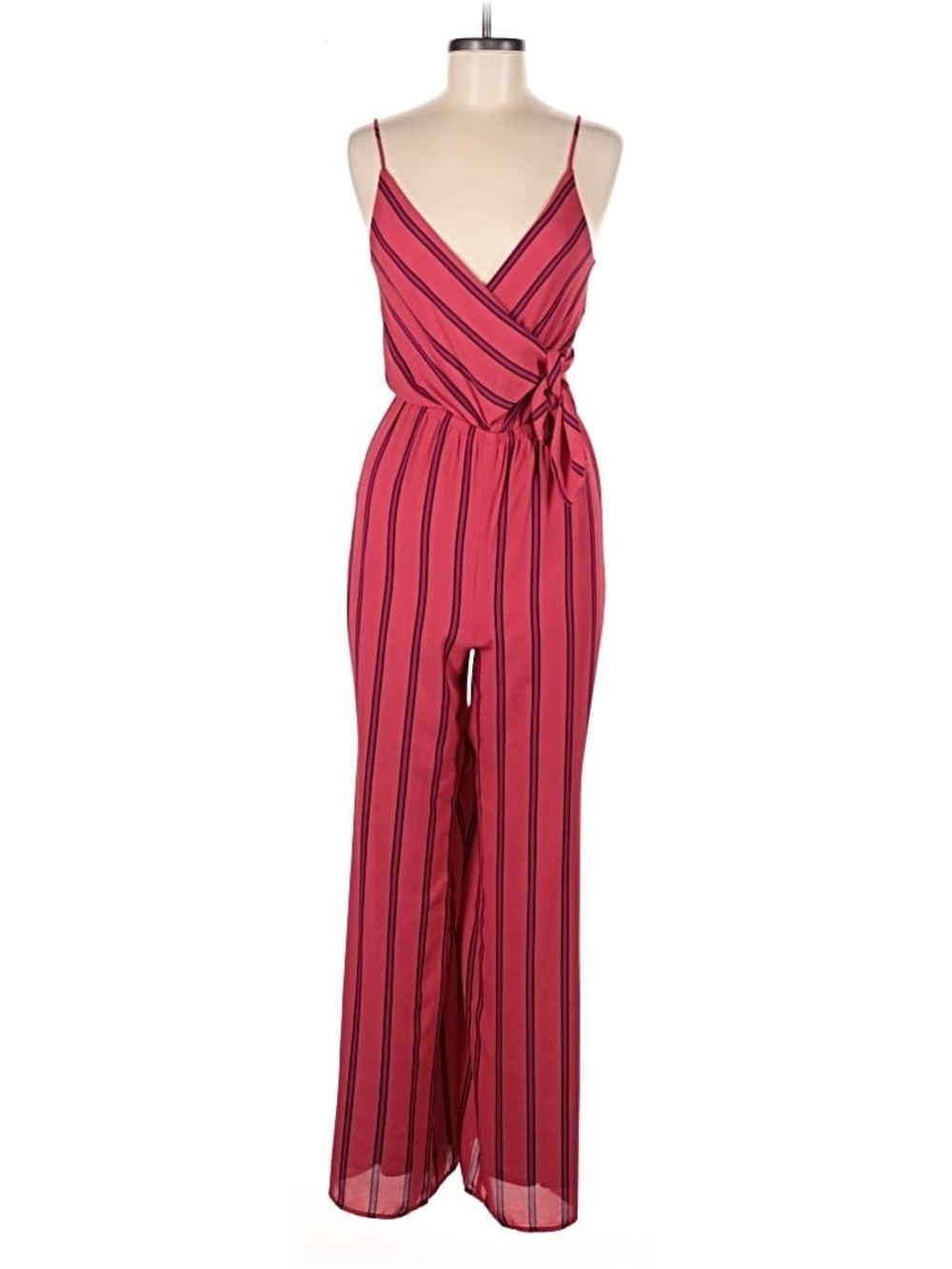 Express Striped Tie Front Wide Leg Jumpsuit Size M